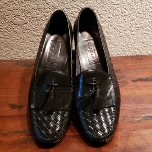 NWOT 10D Cole Haan woven black leather slip ons
